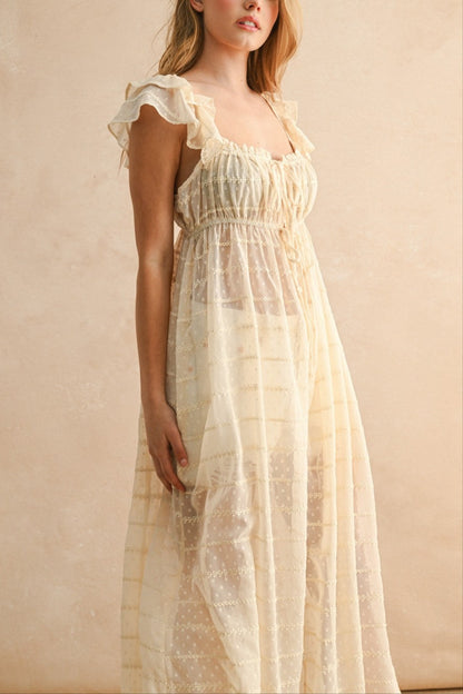 Sheer Textured Chiffon Dress