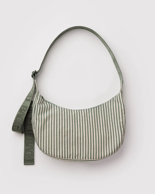 Medium Crescent Bag | Sage Stripe