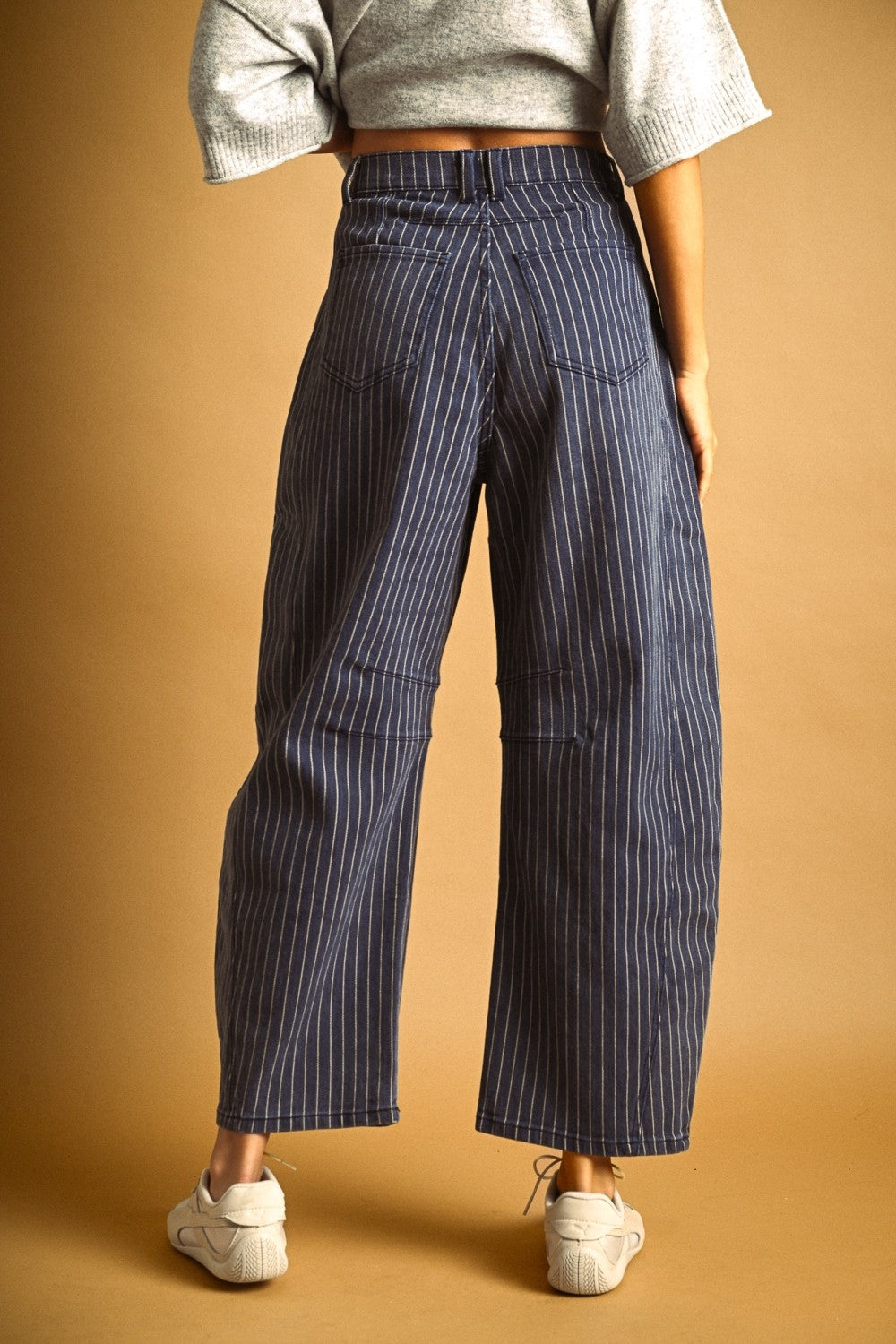 Pinstripe Barrel Denim | Navy