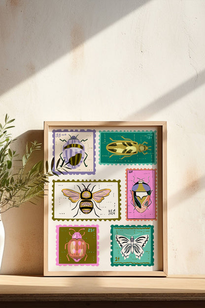 Bug Stamps Art Print | 8" x 10"