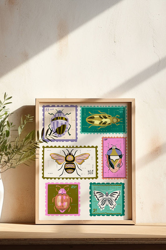 Bug Stamps Art Print | 8" x 10"