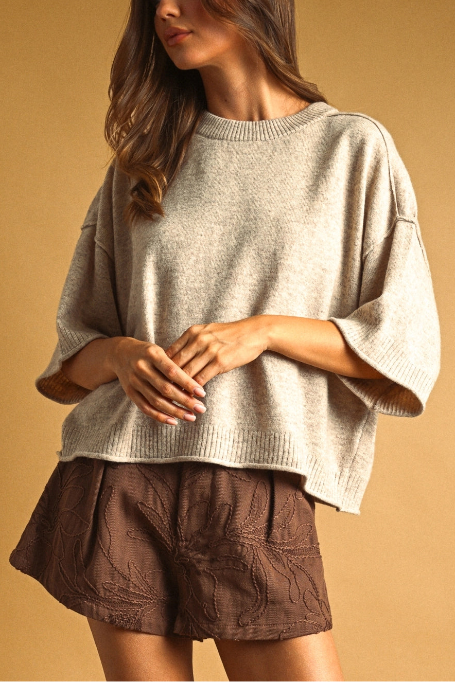 Easy Does It Knit Top | Oatmeal