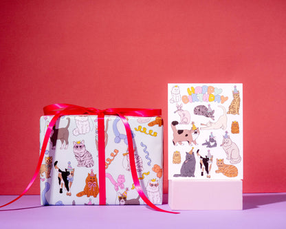 Birthday Cats Rolled Gift Wrap