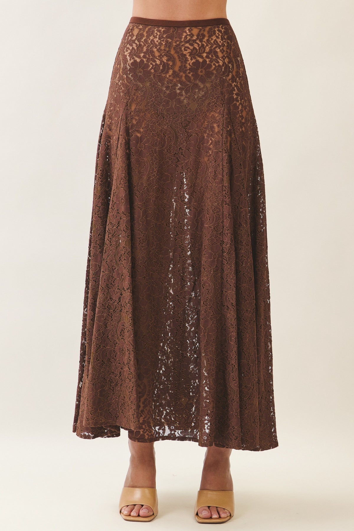 High Waisted Lace Skirt | Chocolate