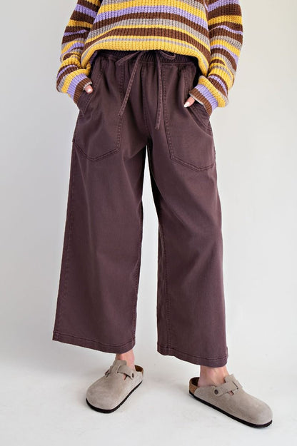 Wide Leg Twill Pants | Espresso | Extended