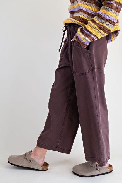 Wide Leg Twill Pants | Espresso | Extended
