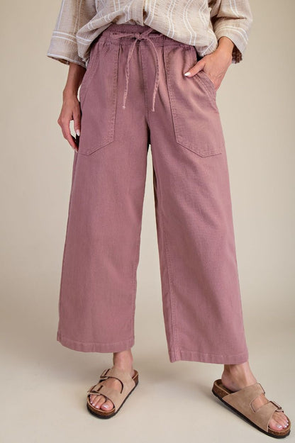 Wide Leg Twill Pants | Extended | Mauve