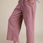 Wide Leg Twill Pants | Mauve