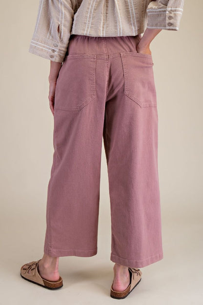 Wide Leg Twill Pants | Extended | Mauve