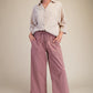 Wide Leg Twill Pants | Mauve