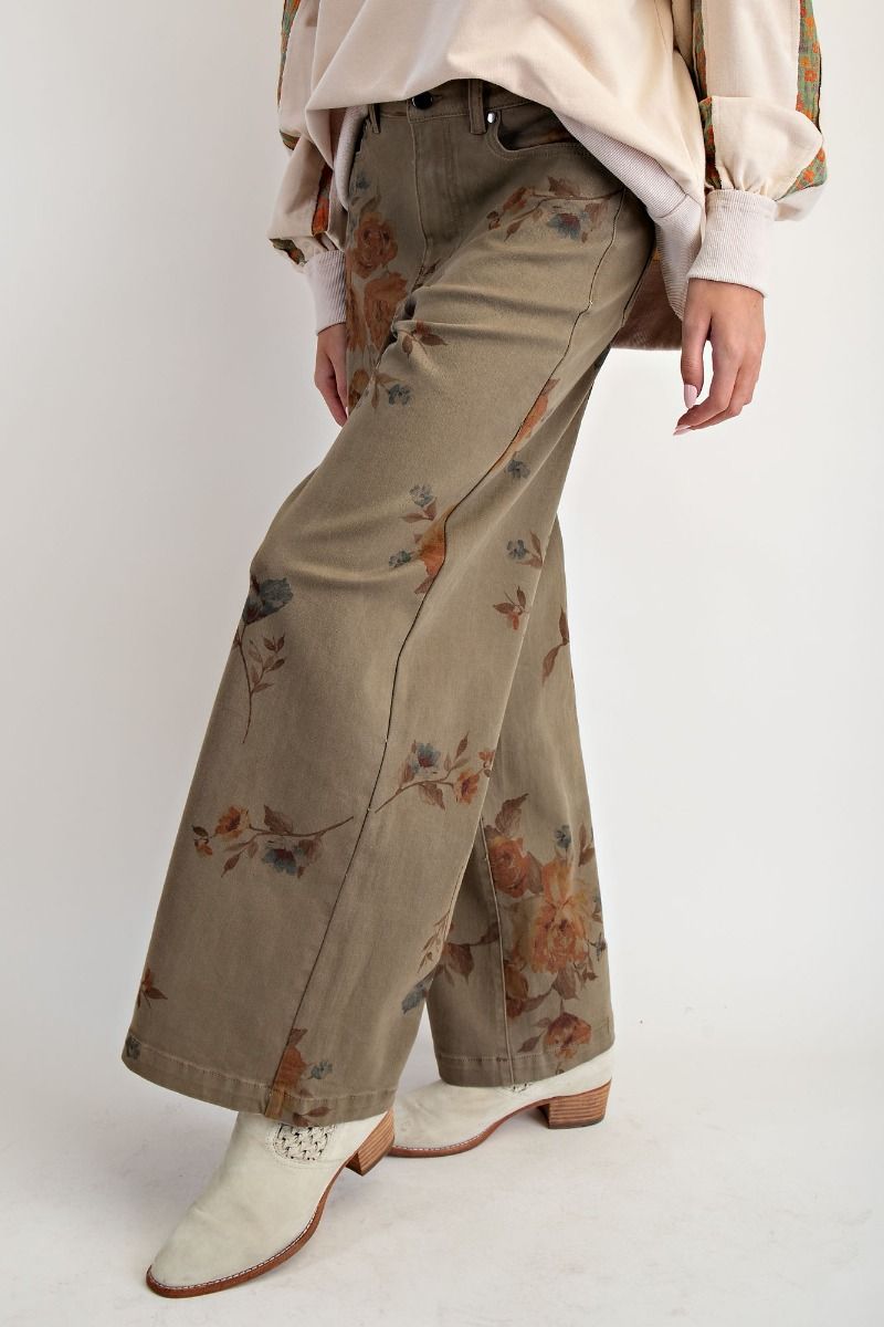 Olive Floral Pants | Extended