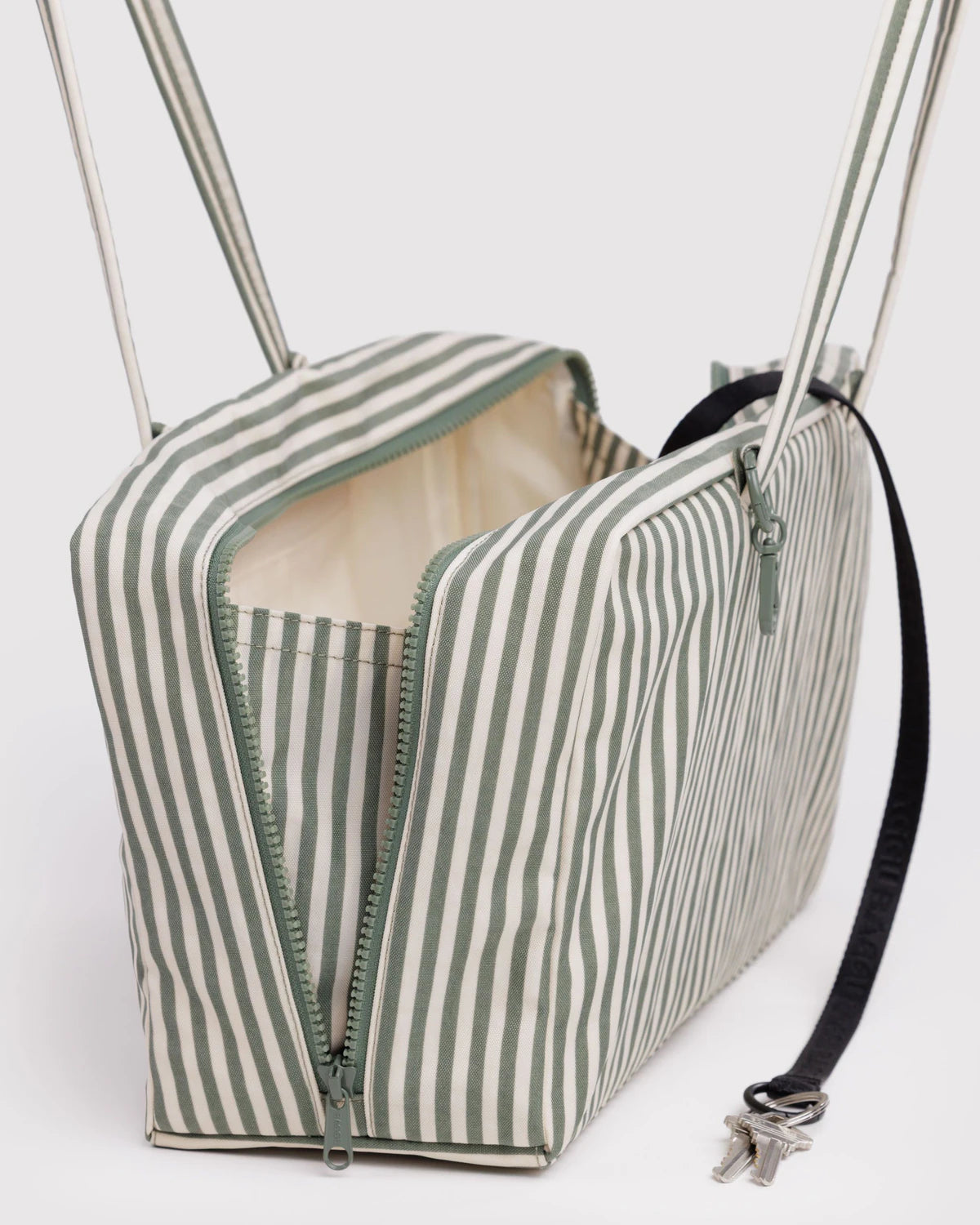Medium Nylon Bowler Bag | Sage Stripe