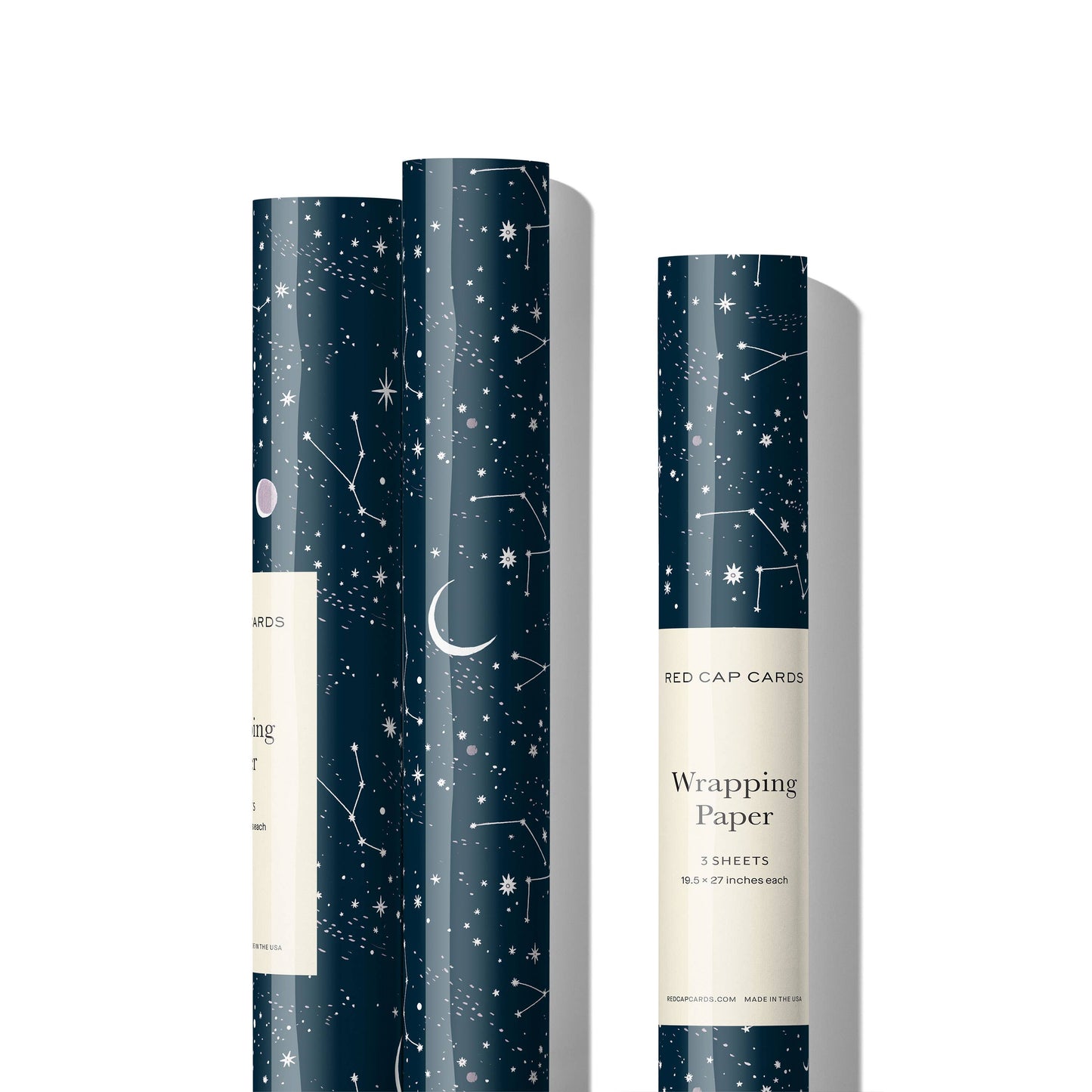 Moon and Stars Rolled Gift Wrap