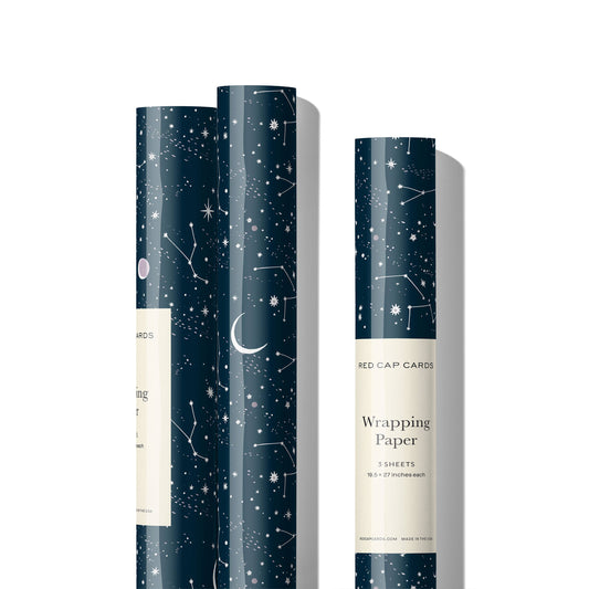 Moon and Stars Rolled Gift Wrap