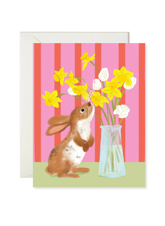 Bunny Daffodil Bouquet Card