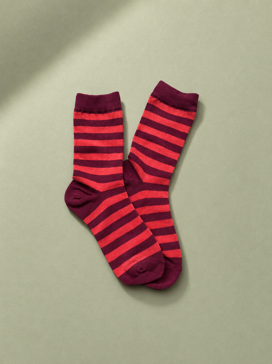Stripe Socks | Wine Coral
