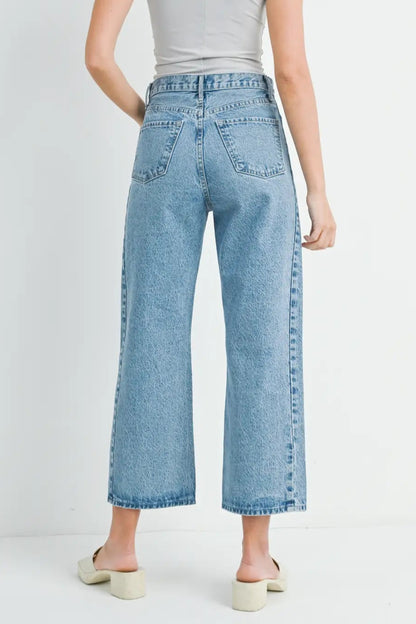 Twist Panel Barrel Leg Denim | Medium Wash