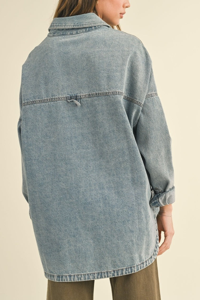 Denim Snap Button Shacket