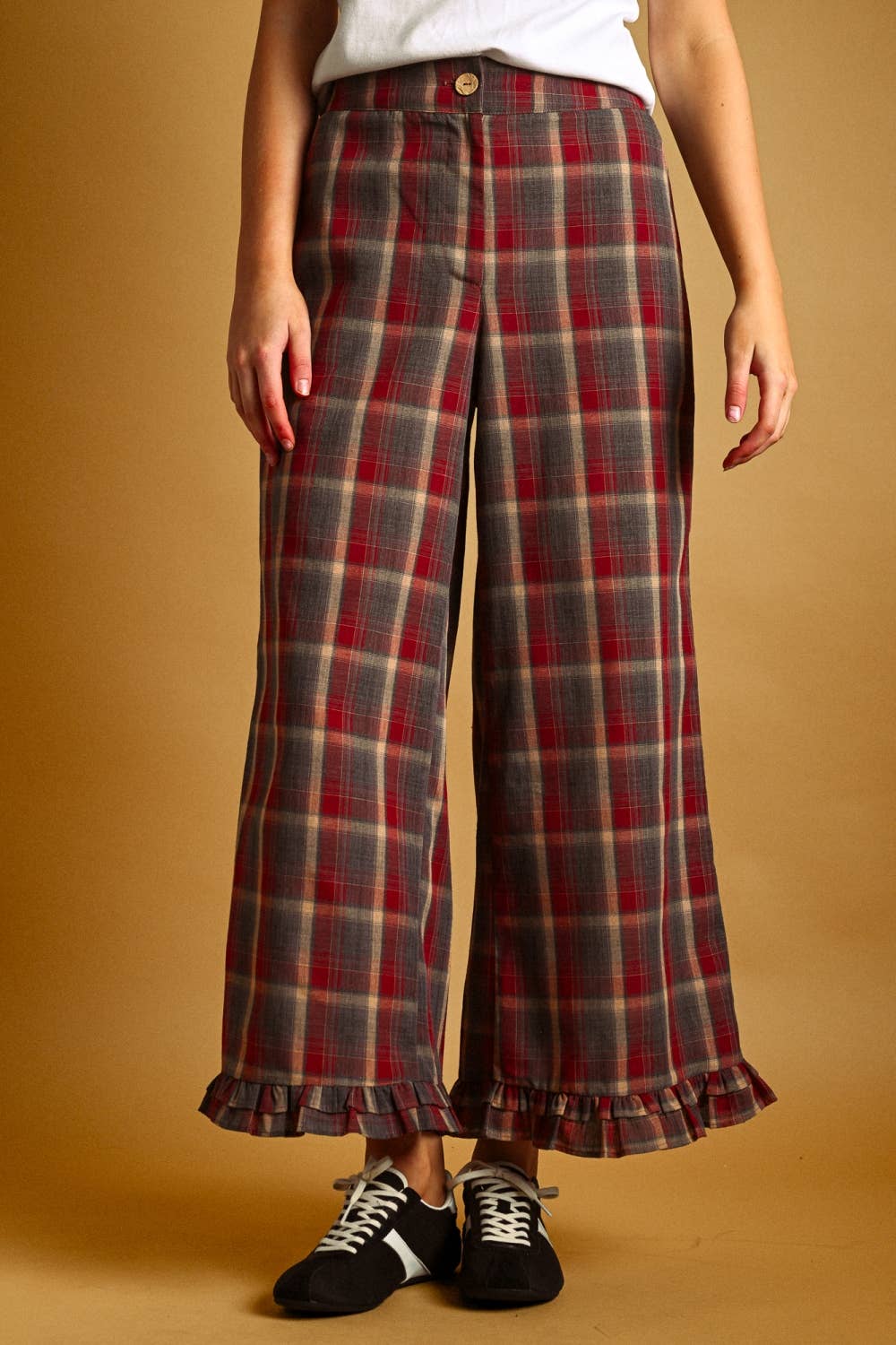 Ruffled Up Plaid Pants | Red + Blue