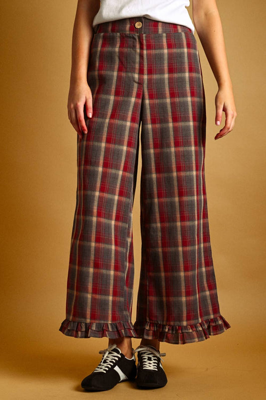 Ruffled Up Plaid Pants | Red + Blue