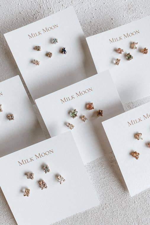 Mix + Match Gemstone Studs | Pink + Green