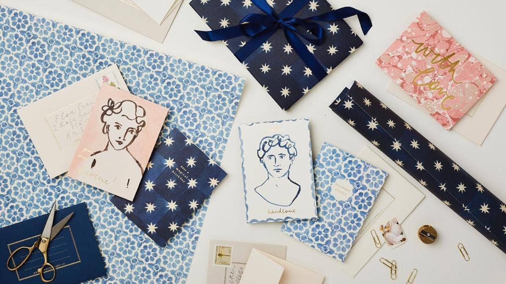 Navy Star Rolled Gift Wrap