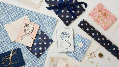 Navy Star Rolled Gift Wrap