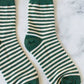 Thin Stripe Socks | Olive Green