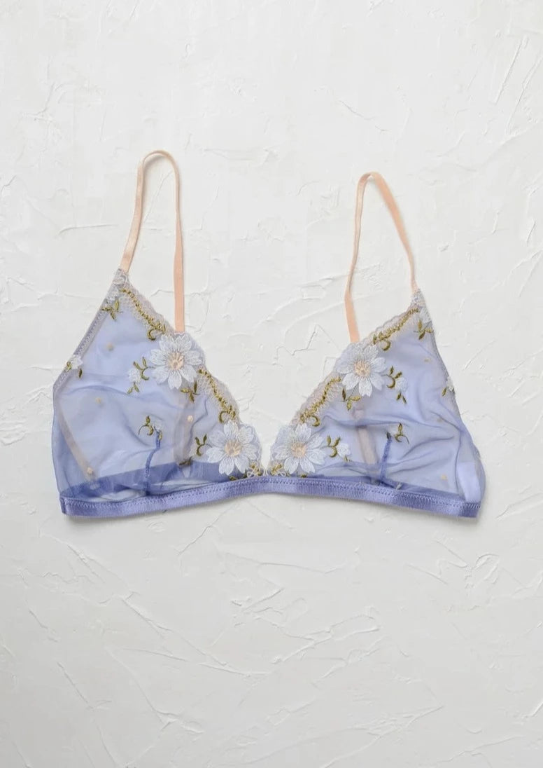 Floral Embroidered Mesh Bralette | Periwinkle