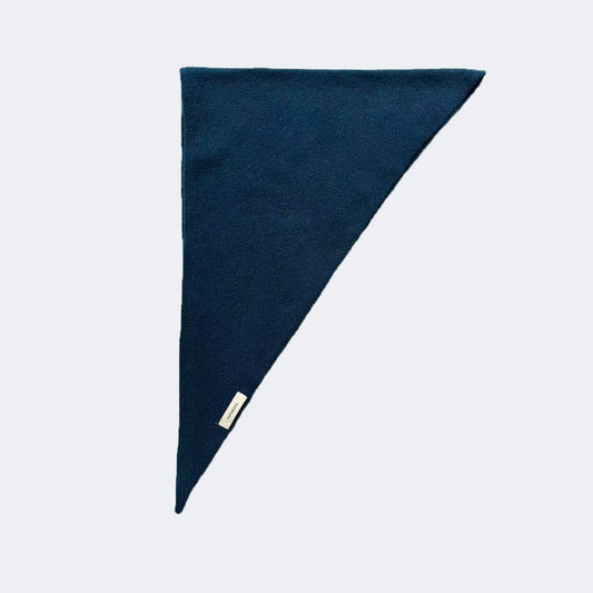 Wool Knitted Triangle Scarf | Navy Blue
