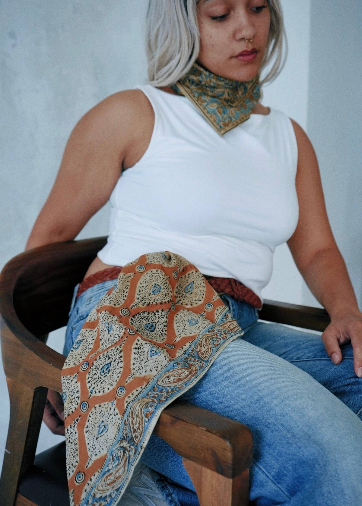 Kalamkari Cotton Bandana | Amber