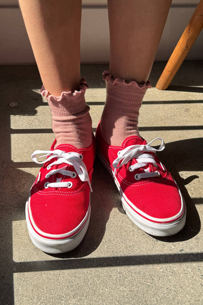 Ruffled Hugger Crew Socks | Vintage Pink