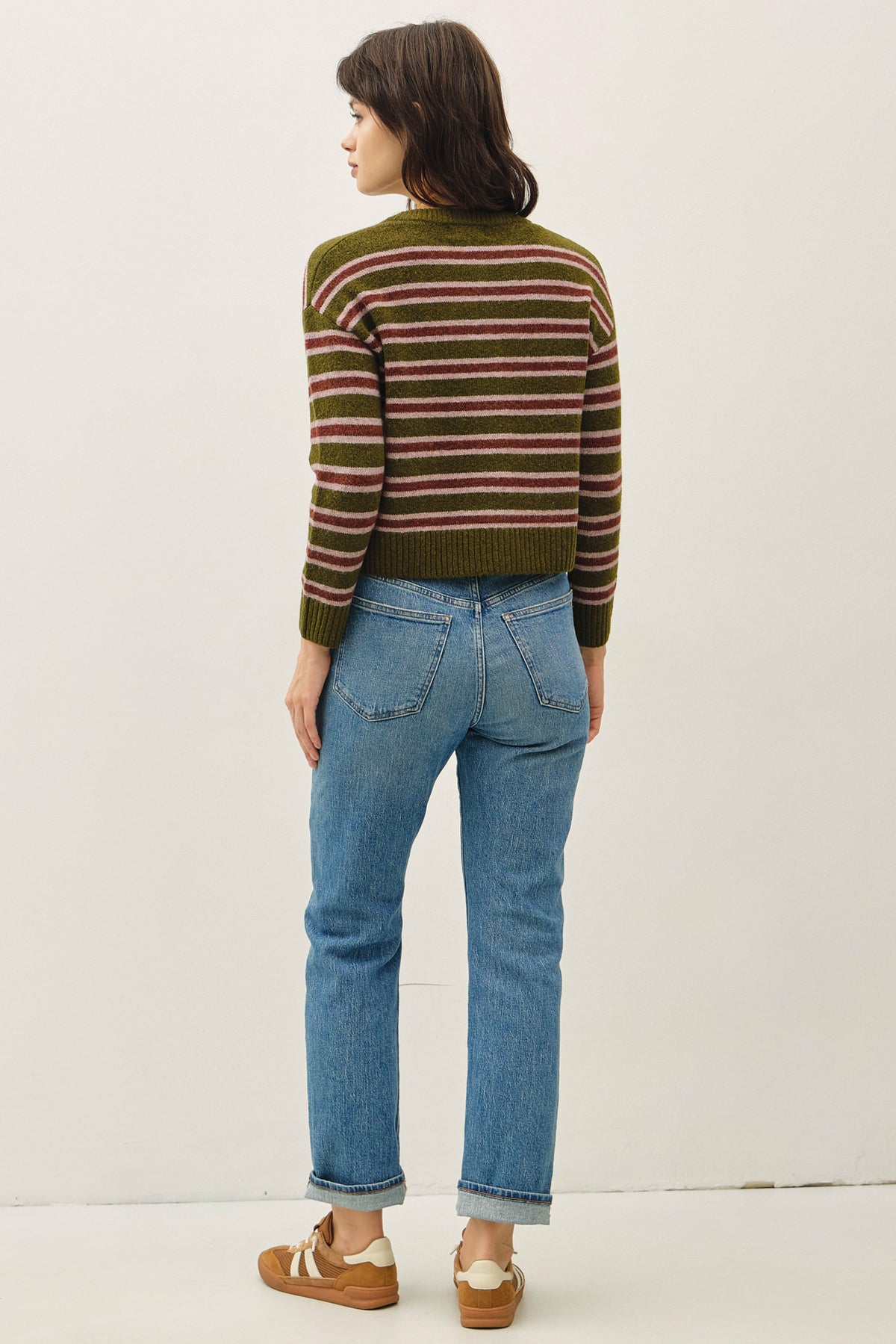 Cozy Striped Cardigan | Olive