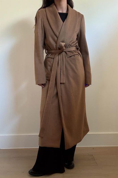 Wool Blend Slim Coat | Camel