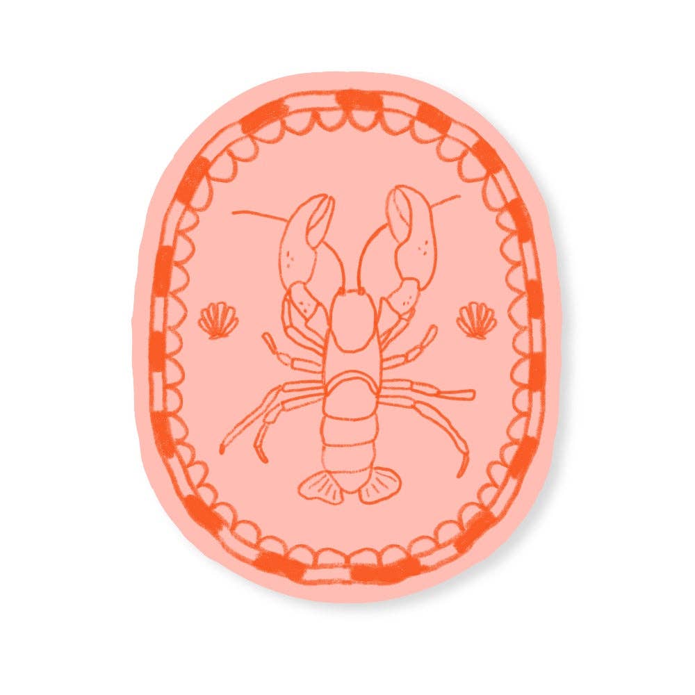 Coastal Lobster Sticker | Red and Pink