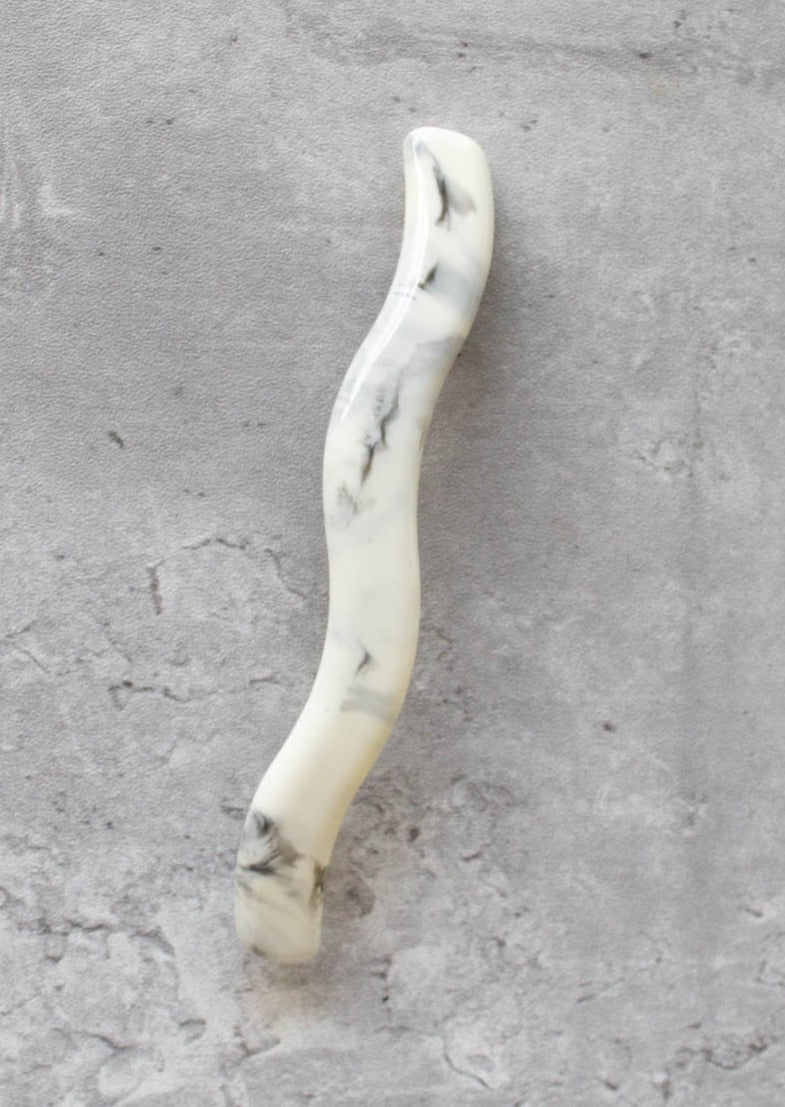 Wavy Baby Barrette | Marble Ivory
