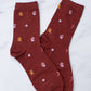 Gingerbread + Snow People Socks | Burgundy