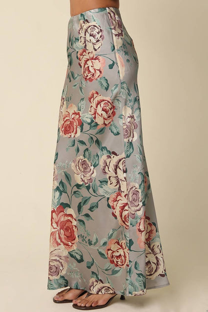 Sage Floral Maxi Skirt