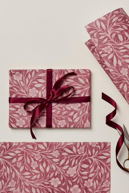 Pink Flora Rolled Gift Wrap
