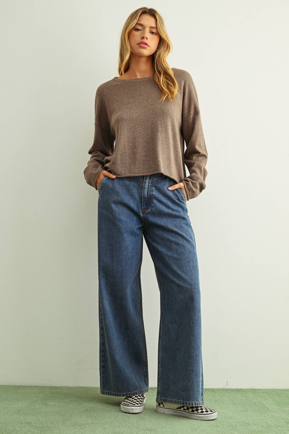 Essential Rolled Hem Sweater | Mocha