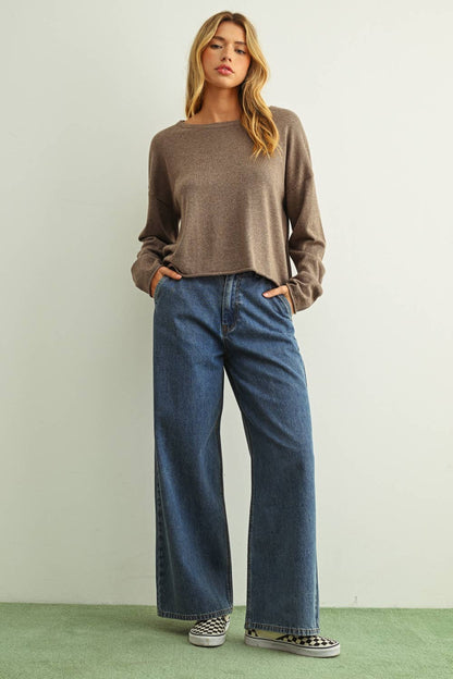 Essential Rolled Hem Sweater | Mocha