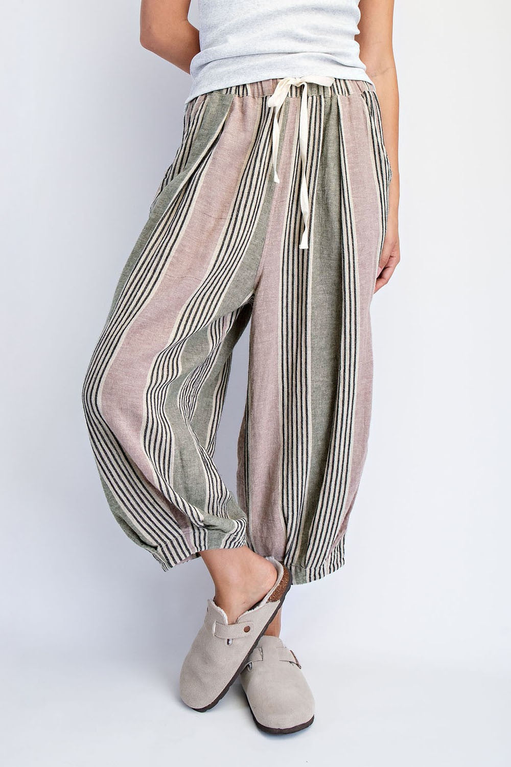 Cloud Nine Lantern Pants | Olive Stripe