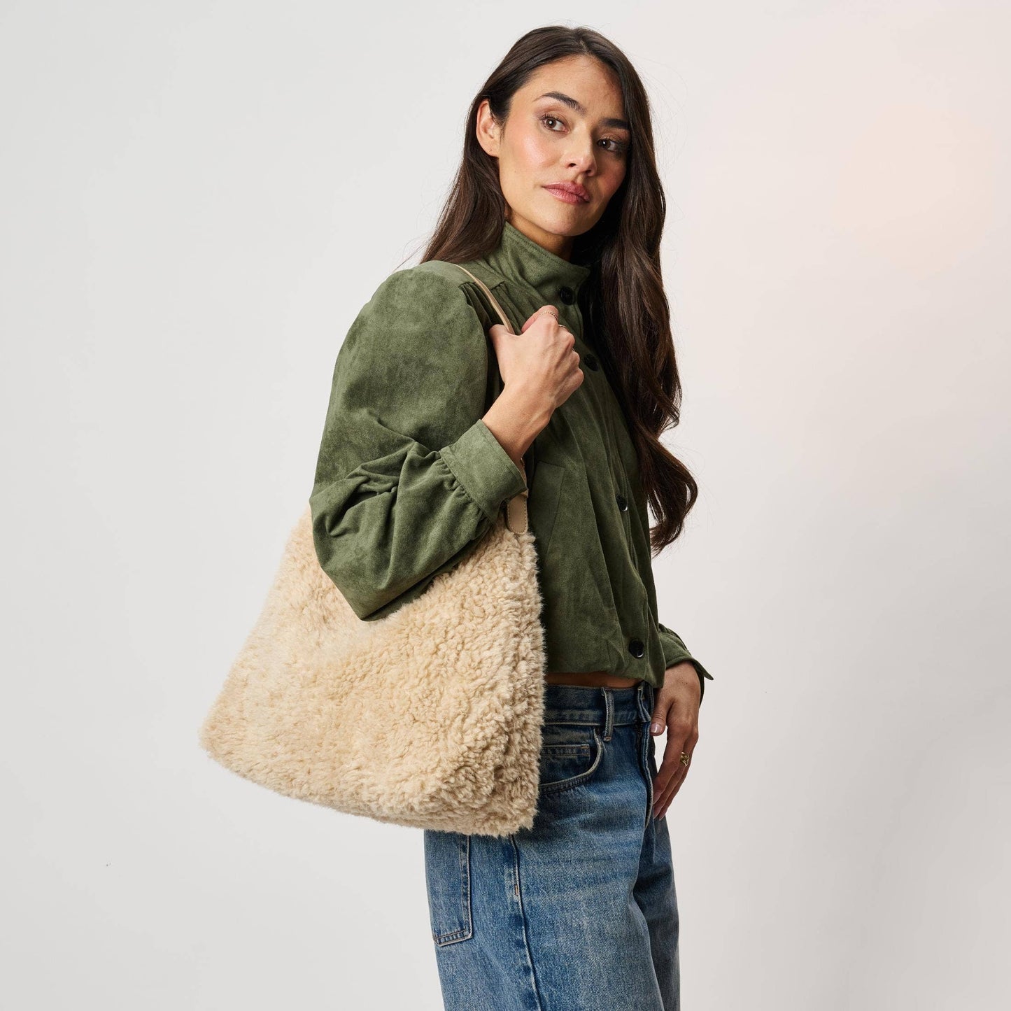 Neve Sherpa Tote | Cream