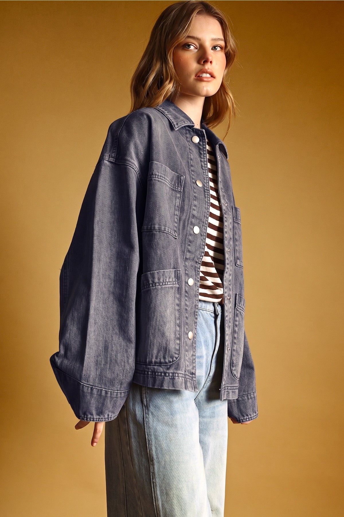 Vintage Washed Shacket | Navy
