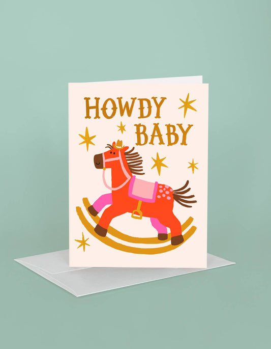 Howdy Baby Rocking Horse Card