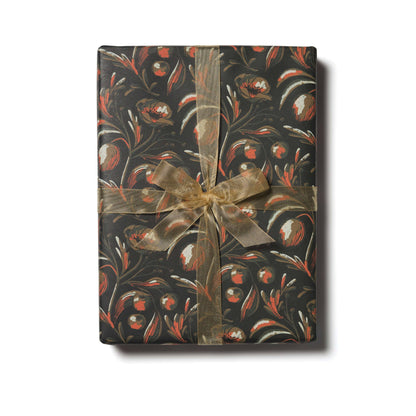 Midnight Flowers Rolled Gift Wrap