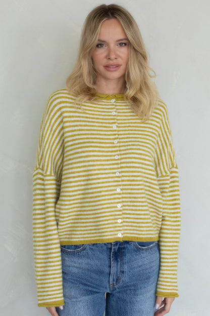 Piper Mini Stripe Cardigan | Dijon Yellow
