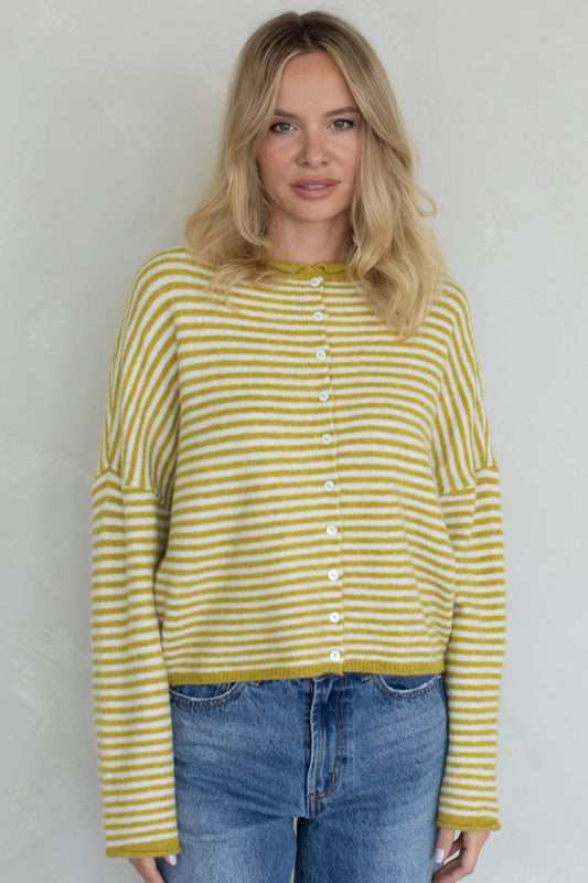 Piper Mini Stripe Cardigan | Dijon Yellow