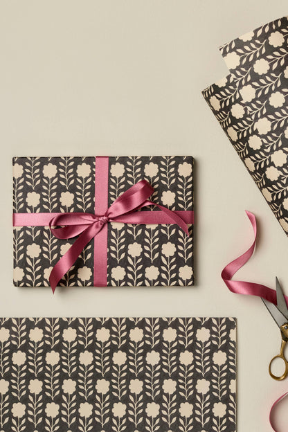 Ink Flora Rolled Gift Wrap