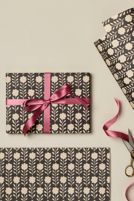 Ink Flora Rolled Gift Wrap